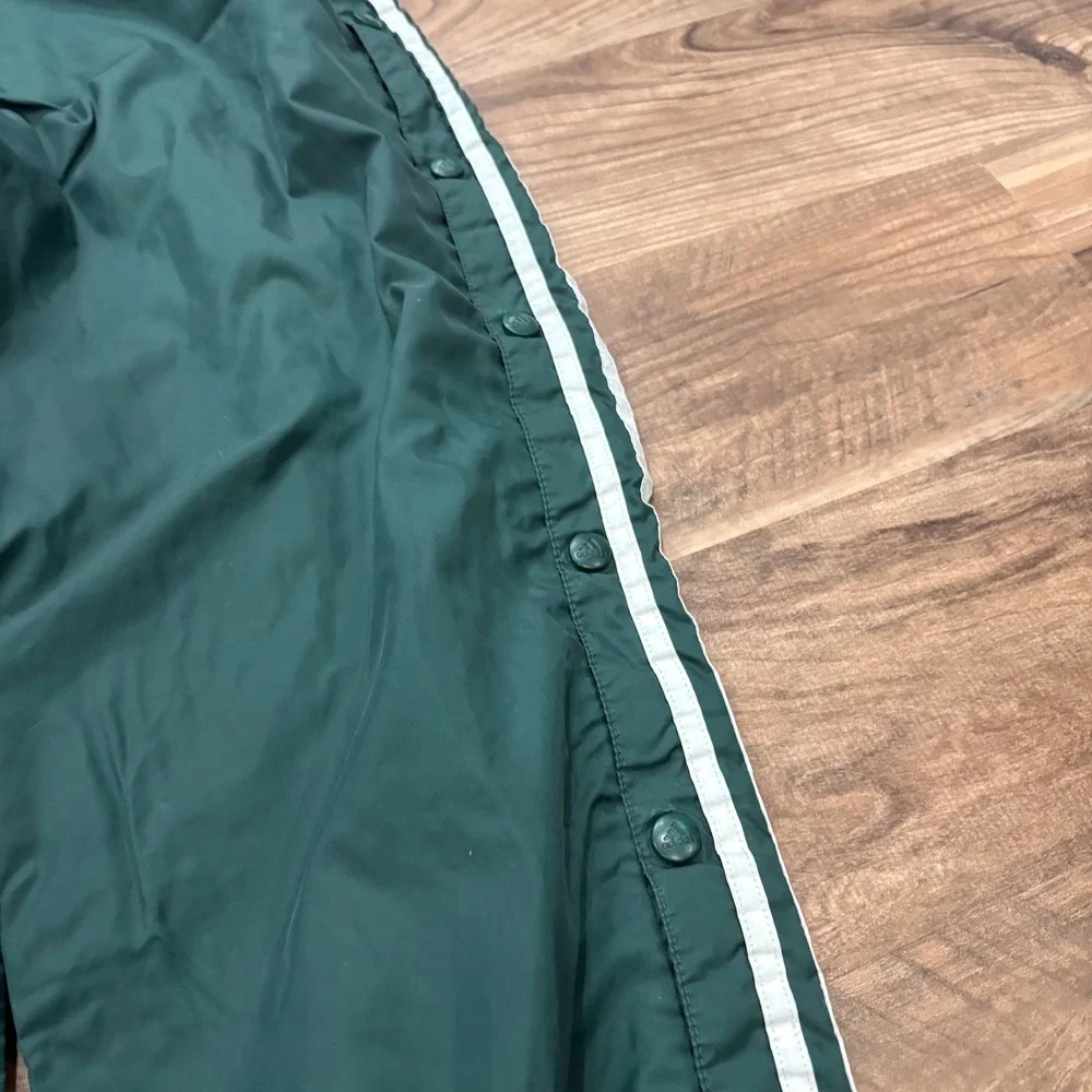 Vintage Y2K Adidas Track Pants Mens M Green Snap Button Tear Away 90s Athletic
